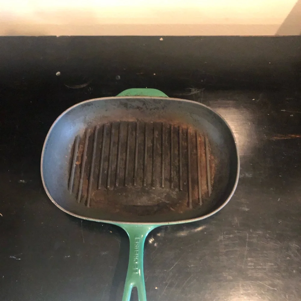 Le Creuset Grill Pan Preowned 26 cm green Very seasoned!!